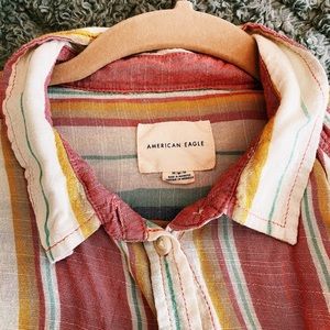 American Eagle Striped Kickback Button Up
